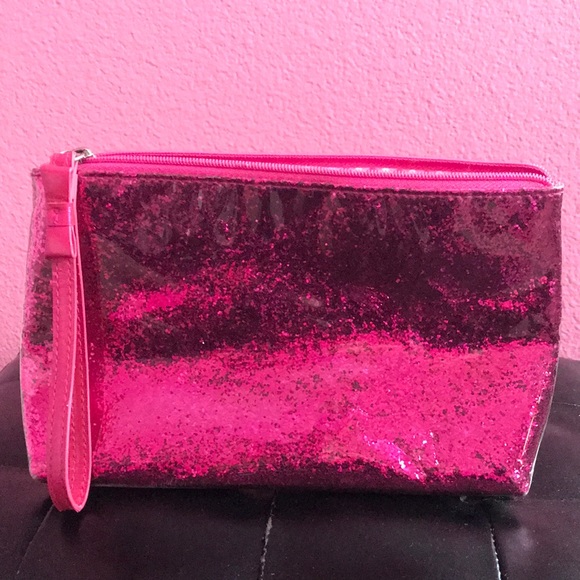 Bath & Body Works Handbags - Bath and Body Works glitter pink cosmetic bag
